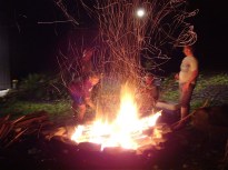 Summer bonfire at the lake.